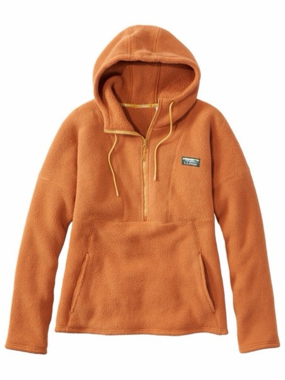 L.L. Bean Women’s Katahdin Fleece 1/2 Zip Rust Orange Cozy Hooded Pullover LARGE